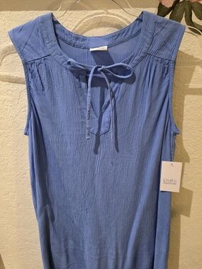 croft & barrow Light Blue Sleeveless Tie-Front Tank